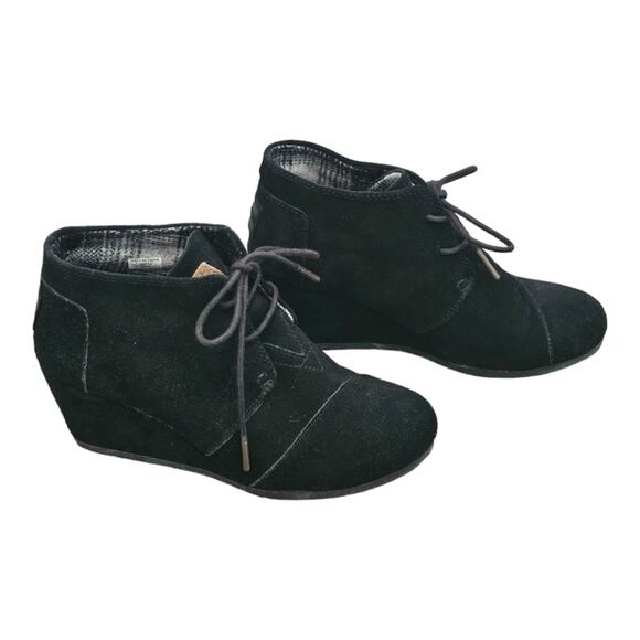 Toms Black Suede Wedge Booties Boots Women's Size 6.5 - Picture 3 of 7